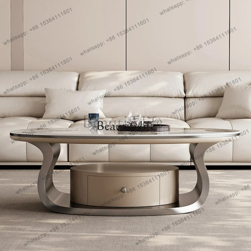 Z. A. Furniture - طاولة قهوة بيضاوية فاخرة من ألواح