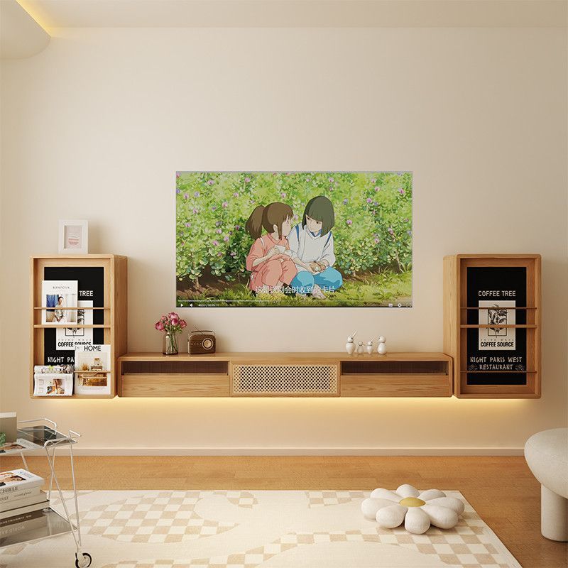 Japanese Furniture Hardware - طاولة تلفزيون معلقة من الخشب الصلب