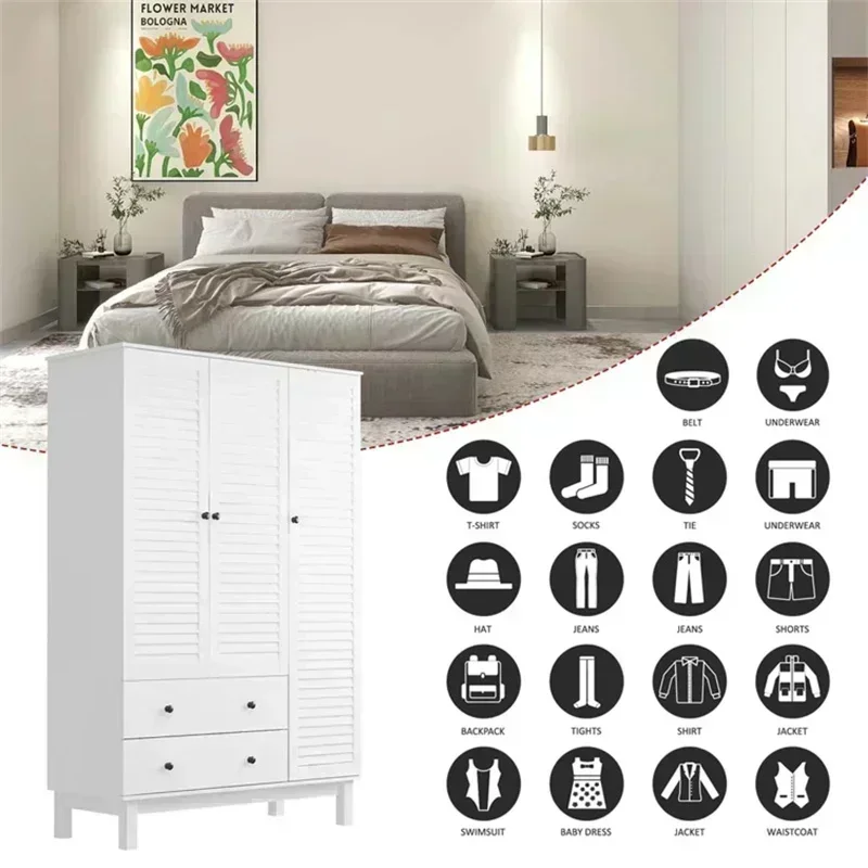 Z خزانة ملابس خشبية بيضاء بتصم - مراجعة Z. A. Furniture وسعره